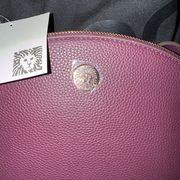 Anne Klein Structured Burgundy Crossbody Bag with Gold Hardware - Picture 2 of 8